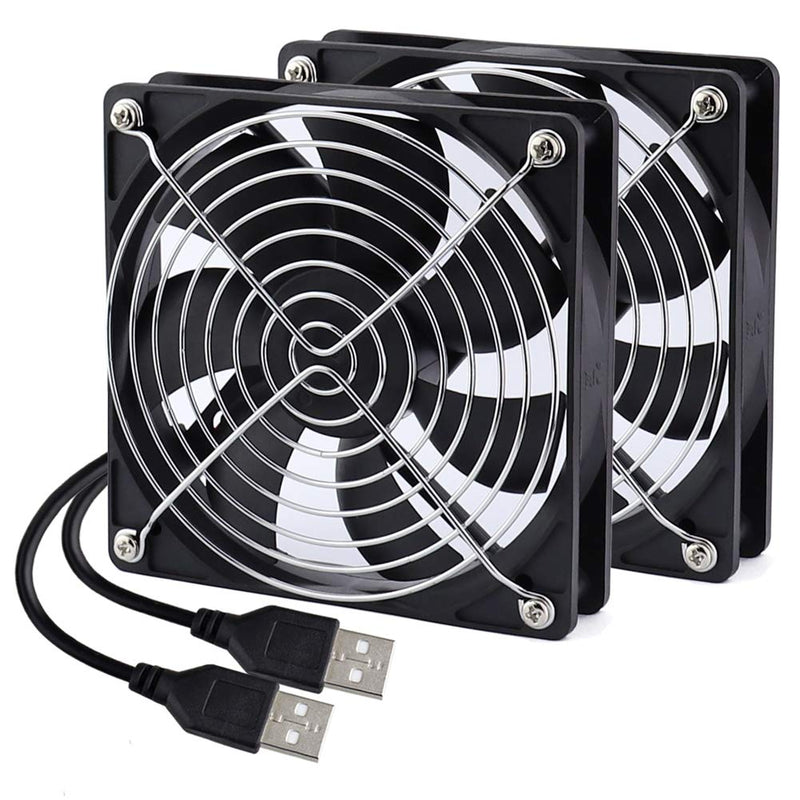 2 Packs Wathai 120mm x 25mm 120mm 5V USB Fan for Receiver AV cabint Game Console PC Laptop TV Box Projector Router Cooling