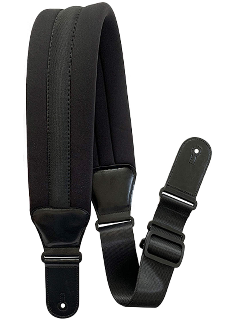 Wepop Guitar Strap Elastic Soft Comfortable Neoprene Leather 3.4in Bass Acoustic Electric Guitar (391) Black-391