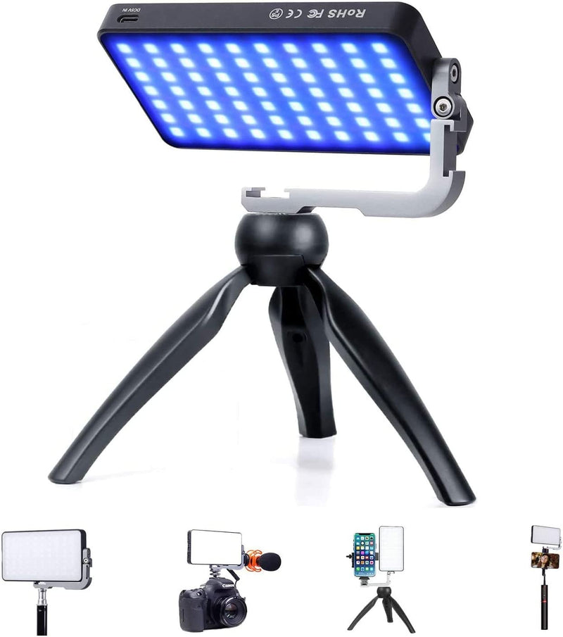 [AUSTRALIA] - G2 Pocket RGB Camera light,32Wh Built-in 4300mAh Rechargeable Battery 360°Full Color Gamut 9 Light Effects,2600-10000K LED Video Light Panel with Aluminum Alloy Body, Adjustable Tripod Stand 