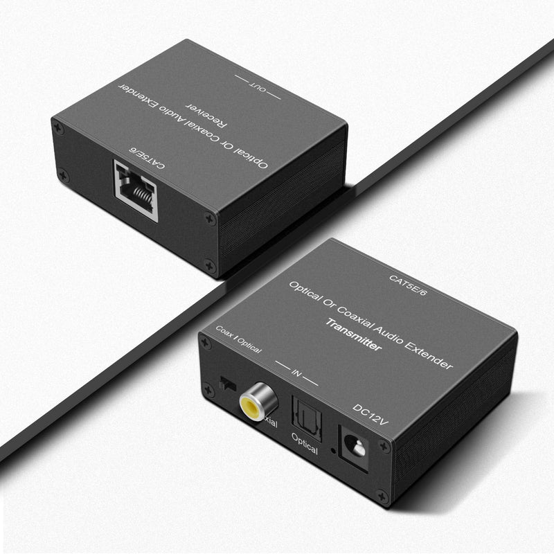 [AUSTRALIA] - Digital Audio Extender Digital Optical/Coaxial Digital Audio Extender/Converter Over Single Cat5e/6 Cable (PoC) up to 500’ Standard Supported LPCM, DB Digital 5.1, DTS, and Doby True HD 
