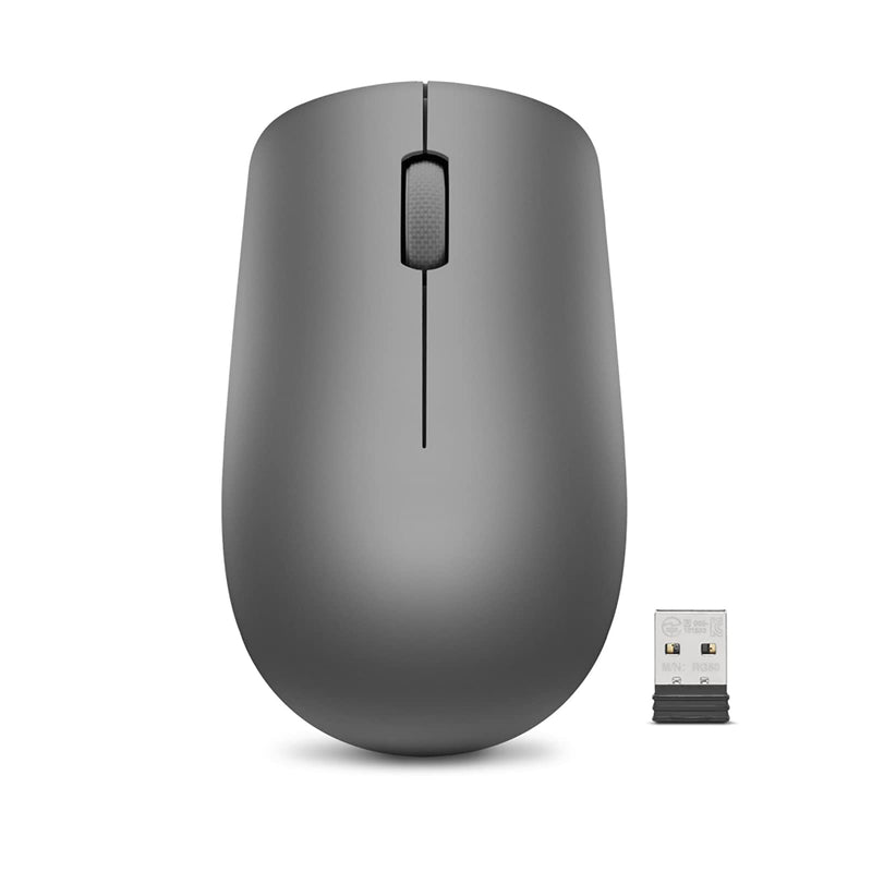Lenovo 530 Wireless Mouse with Battery, 1200 DPI Optical Mouse, USB Receiver, 3 Button, Portable, Ambidextrous, GY50Z49089, Graphite Grey