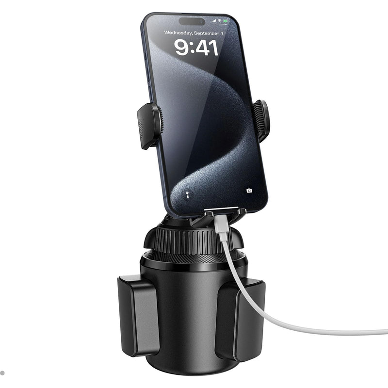 APPS2Car Universal Car Cup Phone Holder | Quick Extension Long Arm | 360° Swivel | Adjustable for iPhone, Samsung, Google, and All Smartphones | Stable & No Shake Design Black