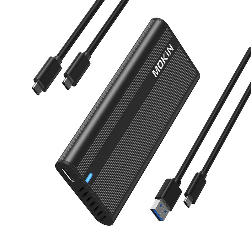 MOKiN M.2 NVME SATA SSD Enclosure Adapter Tool-Free, RTL9210B Chips, USB C 3.1 Gen 2 10Gbps NVME, 6Gbps SATA PCIe M-Key(B+M Key), External Solid State Drive Support UASP Trim for 2242/2260/2280 SSD
