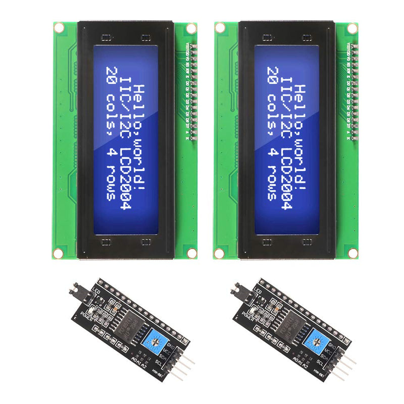 Dorhea 2PCS IIC I2C TWI Serial LCD 2004 20x4 Blue Backlight Module with I2C Interface Adapter Compatible with Raspberry Pi