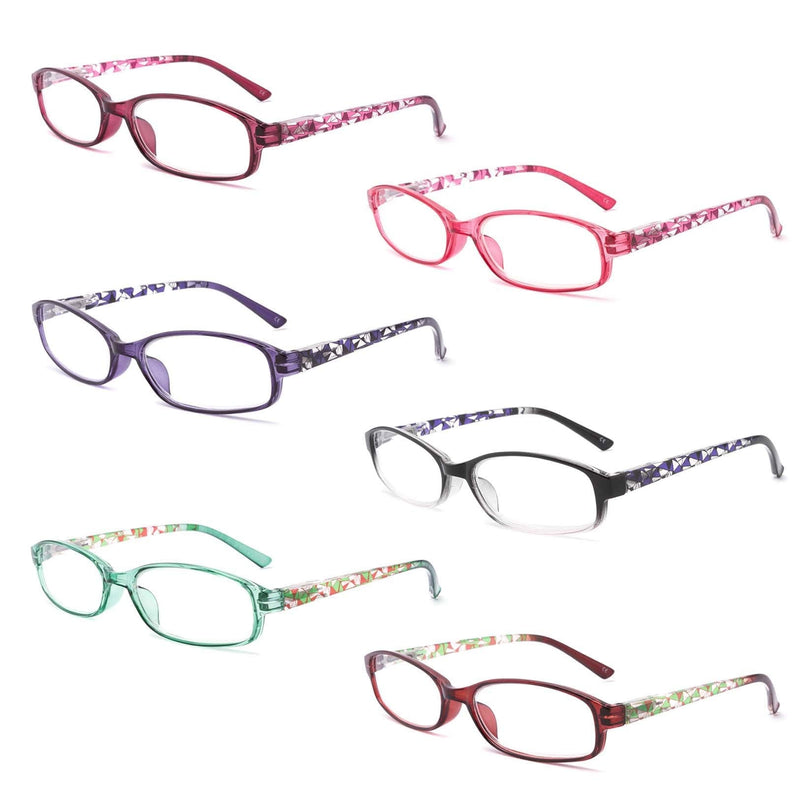IVNUOYI 6 Pack Reading Glasses Blue Light Blocking,Fashion Ladies Spring Hinge Readers with Pattern Print,Anti Glare UV Eyeglasses for Women 2.5 6 Pack Mix Color 2.5 x