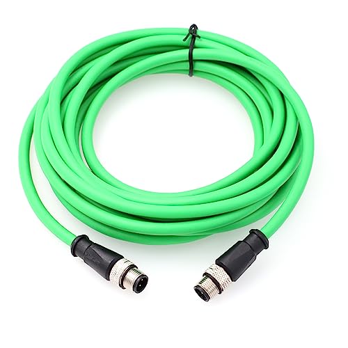 HangTon Ethernet Sensor Vision Camera M12 4 Pin D Code to M12 4 Pin D Coded Cable for Baumer Encoder Industrial Automation PLC Network 5m