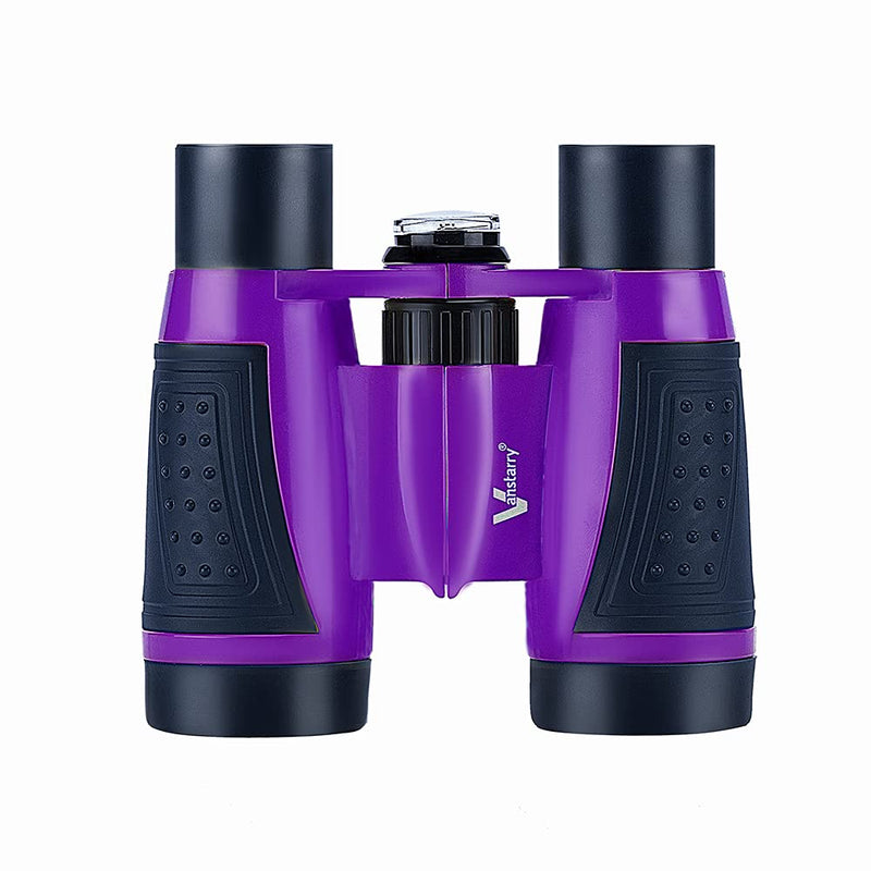 Compact Binoculars for Kids Bird Watching Hiking Camping Fishing Accessories Gear Essentials Best Toy Gifts for Boys Girls Children Toddler Waterproof 5X30 Optical Lens Including Compass Purple