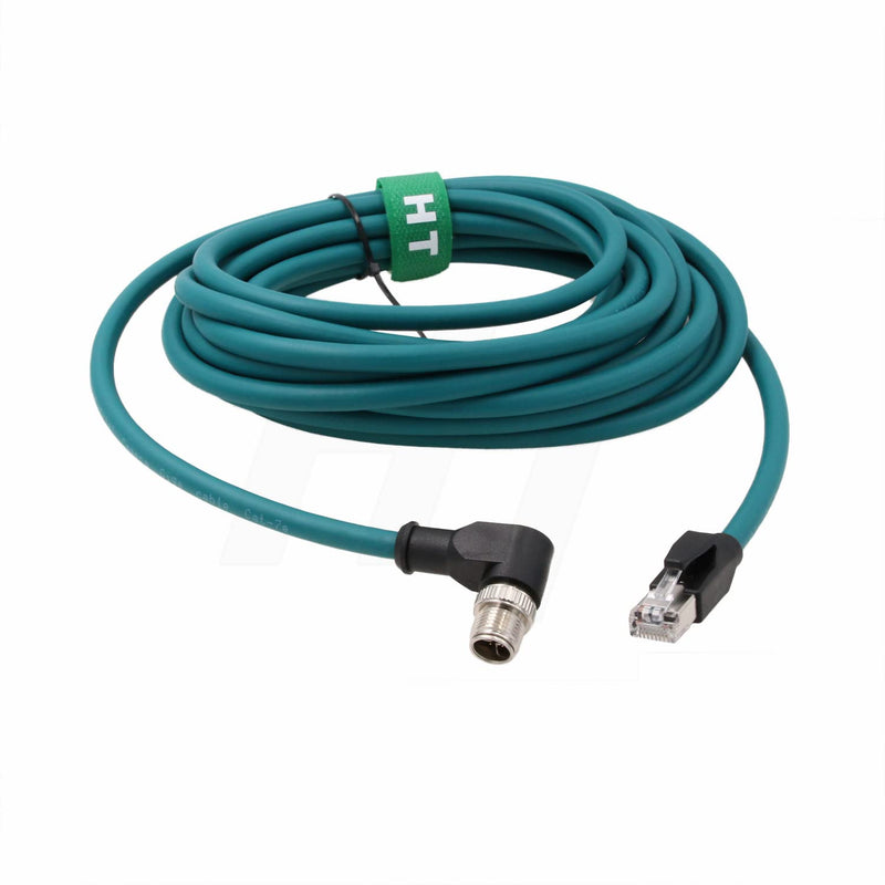 Right Angle M12 Ethernet 8 Pin X-Code RJ45 Cable for Datalogic Matrix 220 320 Reader IV3 Cognex IS8000 DM470 Vision Camera Sensor Reader 5M