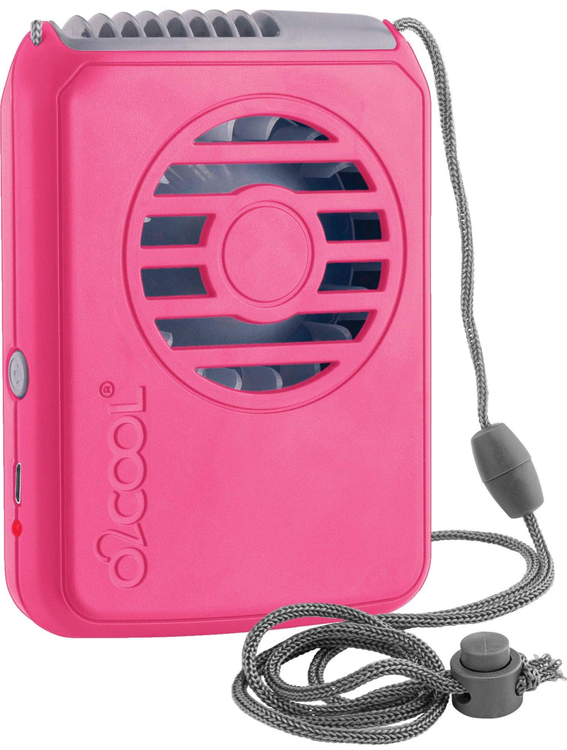 O2COOL Rechargeable Necklace Fan - Portable Hanging Neck Fan with Adjustable Lanyard - 3 Speed Vertical Air Flow – Micro USB Charging Cable Included (Raspberry) Raspberry