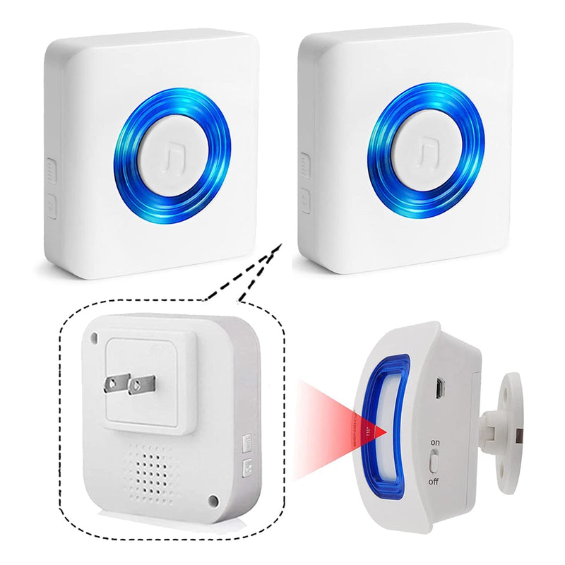 [AUSTRALIA] - Caregiver Pager Indoor Motion Sensor Alarm Room Bed Alarms and Fall Prevention for Elderly Dementia Patients/Mailbox Alert Device for Home (2 pager+1 sensor) 2 pager+1 sensor 