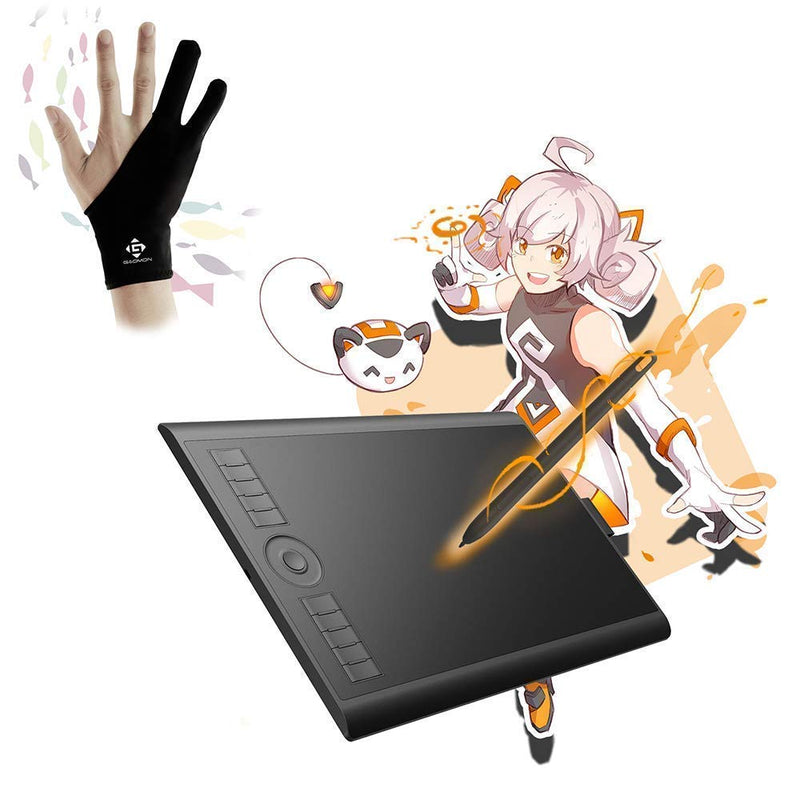 GAOMON M10K 2018 Drawing Tablet & GAOMON Two-Finger Glove