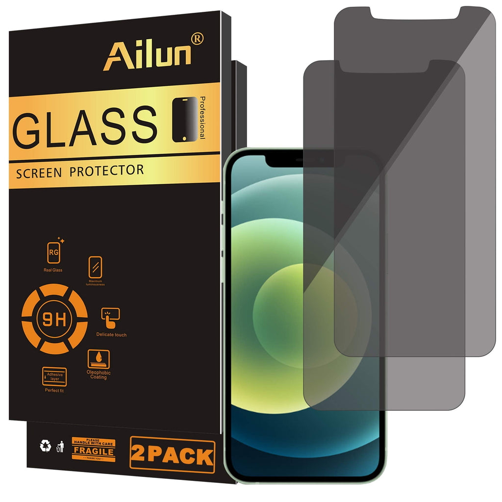 Ailun Privacy Screen Protector for iPhone 12 / iPhone 12 Pro 2020 6.1 Inch 2 Pack Anti Spy Private Case Friendly, Tempered Glass [Black][2 Pack] iPhone 12/12 Pro-6.1 Inch