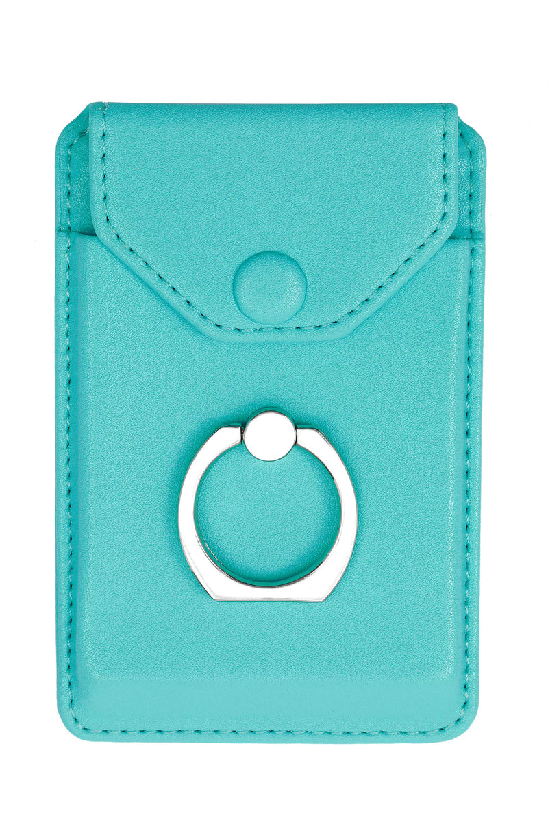 Cell Phone RFID Ring Stand Stick on Wallet for Back of Phone for iPhone Android and All Smartphones Adhesive Credit Card Holder for Cell Phone-Green Green