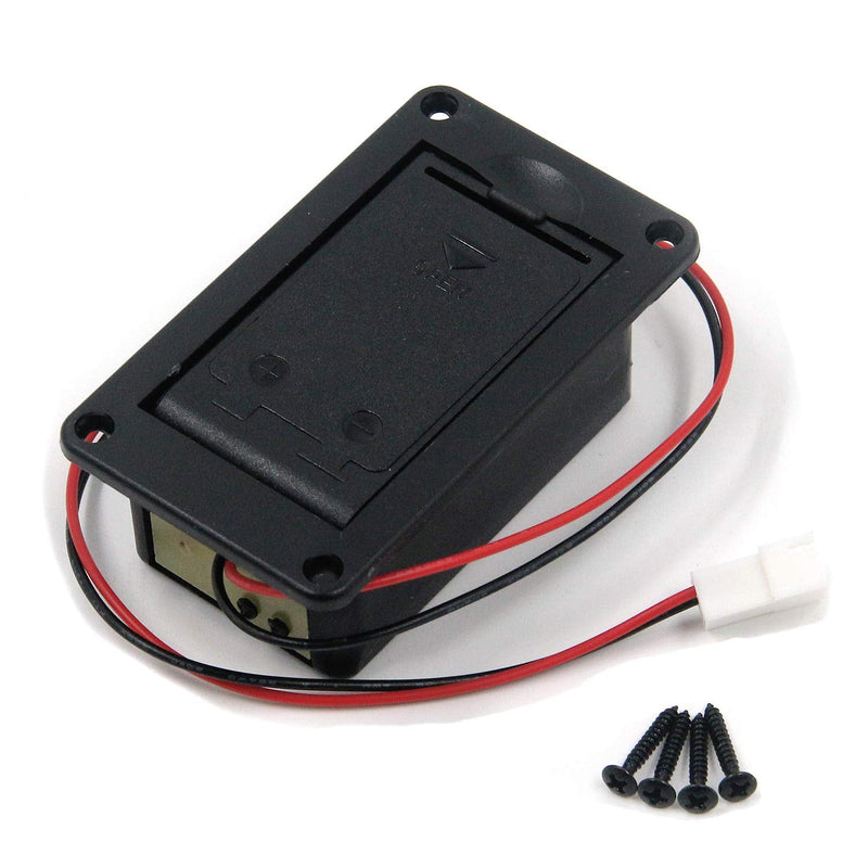 Geesatis 1 pcs 9V Battery Box Case Holder Guitar Plastic 2-Pin Black Pickup Battery for Guitar Bass Pickup Replacement Tool, No Terminal