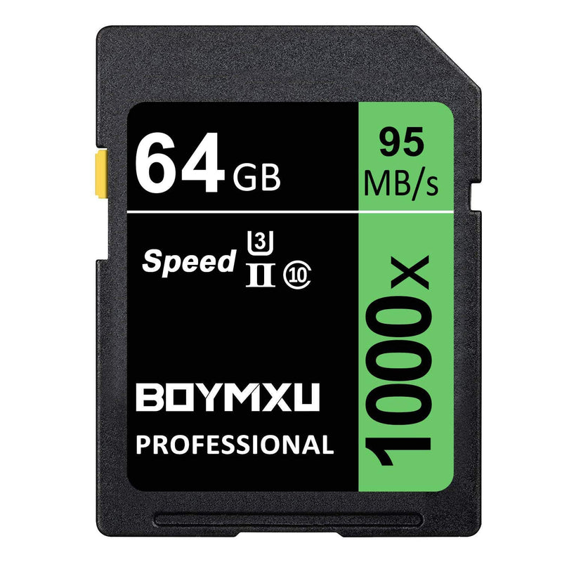 64GB Memory Card, BOYMXU Professional 1000 x Class 10 UHS-I U3 Memory Card Compatible Computer Cameras and Camcorders, Memory Card Up to 95MB/s, Green/Black 64GB GREEN