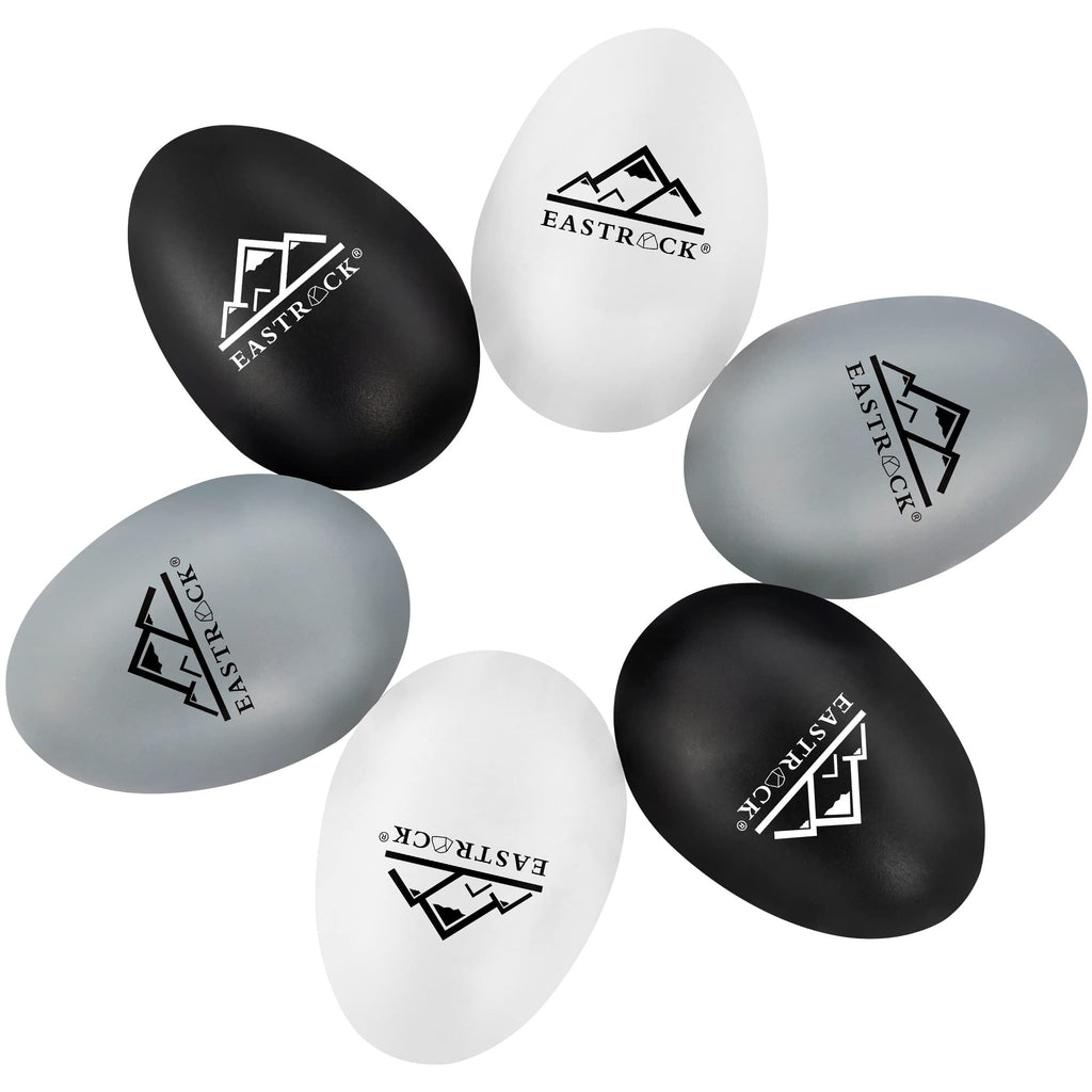 EastRock Egg Shakers Set 6 PCS Hand Percussion Shakers Musical Maracas Percussion Instruments black,white,gray