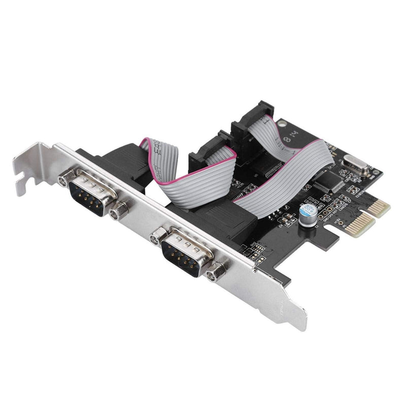 PCI-E to RS232 2-Port Serial Port Converter Adapter, Dual Serial RS-232 PCIe Card Low Bracket with 16C550 UART, RS232 PCIe X1 Card for Desktop