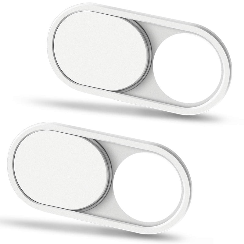 Webcam Cover Slide, 0.023 Inch White, Web Camera Cover for MacBook Pro, MacBook air, Laptop, iMac, Desktop, PC, iPad, iPhone 8/7/6 Plus, Privacy Protection, Ultra-Thin[2 Packs] White-2 Pcs