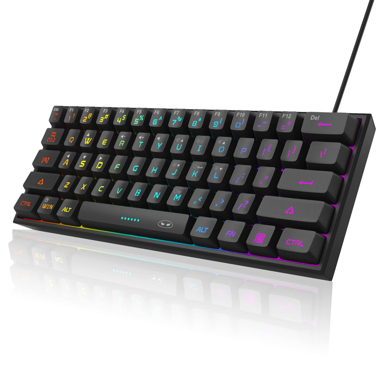 Mini 60% Gaming Keyboard, RGB Backlit 61 Key Ultra-Compact Keyboard, MageGee TS91 Ergonomic Waterproof Mechanical Feeling Office Computer Keyboard for PC, MAC, PS4, Xbox ONE Gamer(Black) Black
