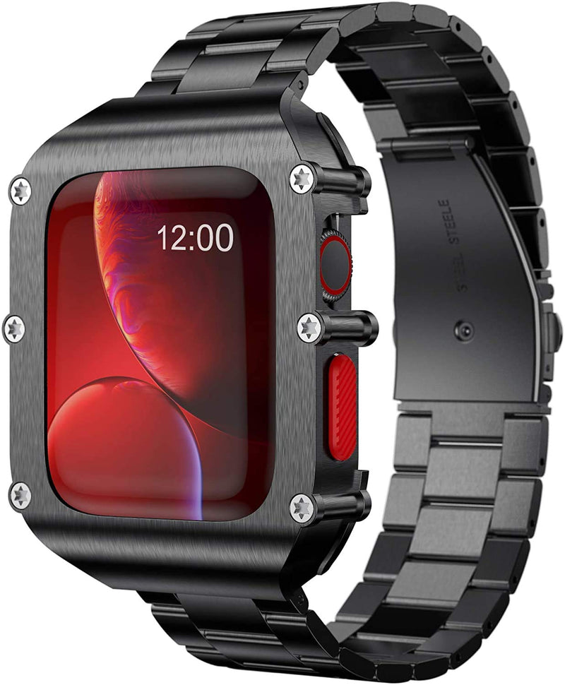 Compatible with Apple Watch Series 3 42mm Case Screw Fixed, Stainless Steel Case with Band for men for 42mm Series 3 Series 2 Series 1