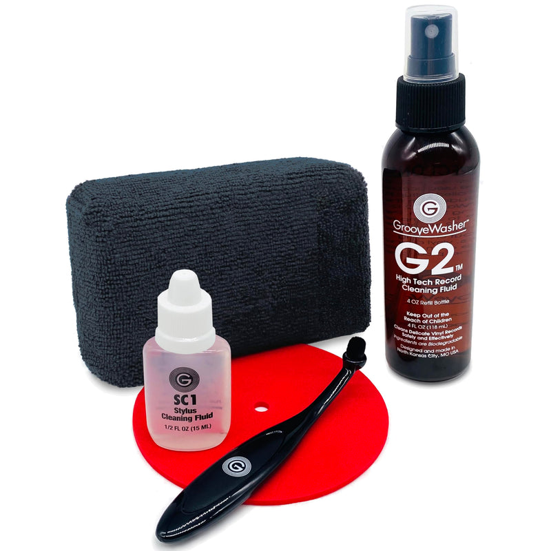 [AUSTRALIA] - Record & Stylus Care System – Record Cleaning Fluid & Large Scratch-Free Cleaning Pad with Delicate Stylus Brush & Cleaning Solution + Bonus Label Mask, Protect & Preserve Vinyl Records 
