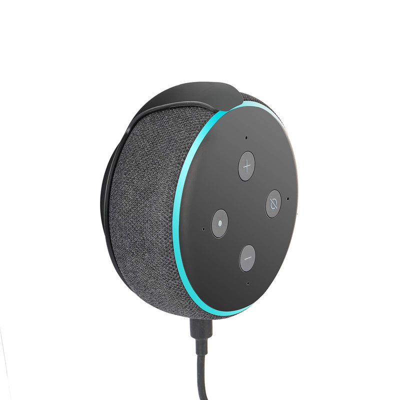 Echo Dot Wall Mount Holder for 3rd Generation, Built-in Cable Management Space-Saving Accessories for Dot(3rd Gen) Smart Speakers, with Sticking Tape and Drill Nail-Black Black