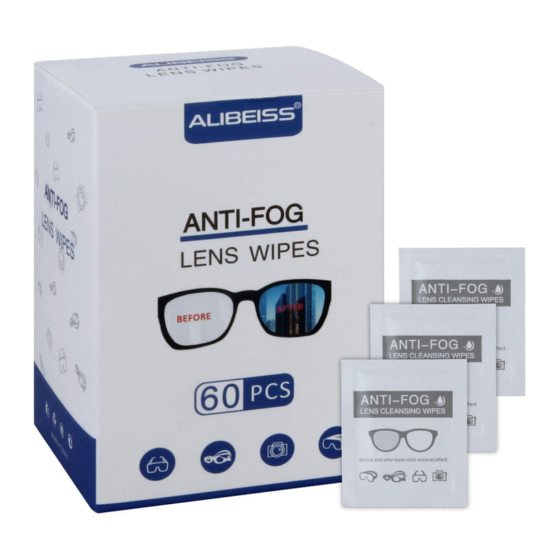 [AUSTRALIA] - Anti-Fog Lens Wipes Pre-Moistened Anti-Fog Wipes, 6inch X 5inch,for Eye Glasses (60 Pack) 6x5 Inch (Pack of 60) 