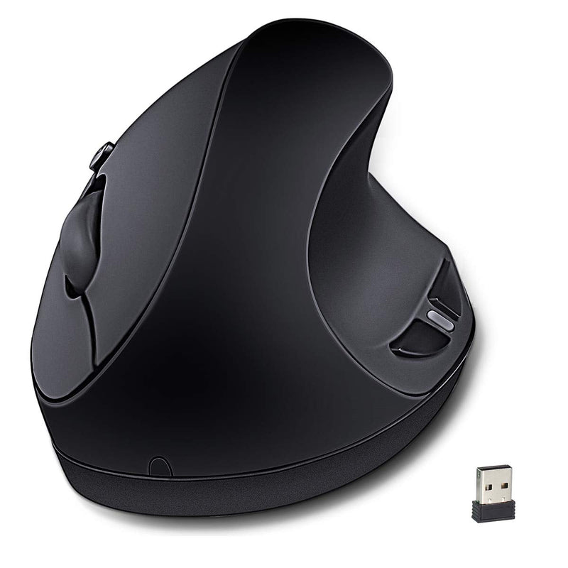 Ergonomic Wireless Mouse, Wireless Vertical Mouse 2.4GHz Optical Mice with Adjustable DPI 800/1200/1600 for Small Hands,Black Black