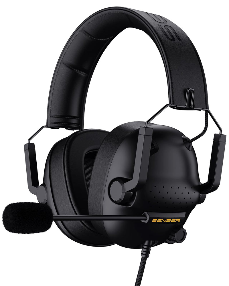 [AUSTRALIA] - SENZER SG500 Surround Sound Pro Gaming Headset with Noise Cancelling Microphone - Soft Memory Foam Padding - Portable Foldable Headphones for PC, PS4, PS5, Xbox One, Switch - Black 