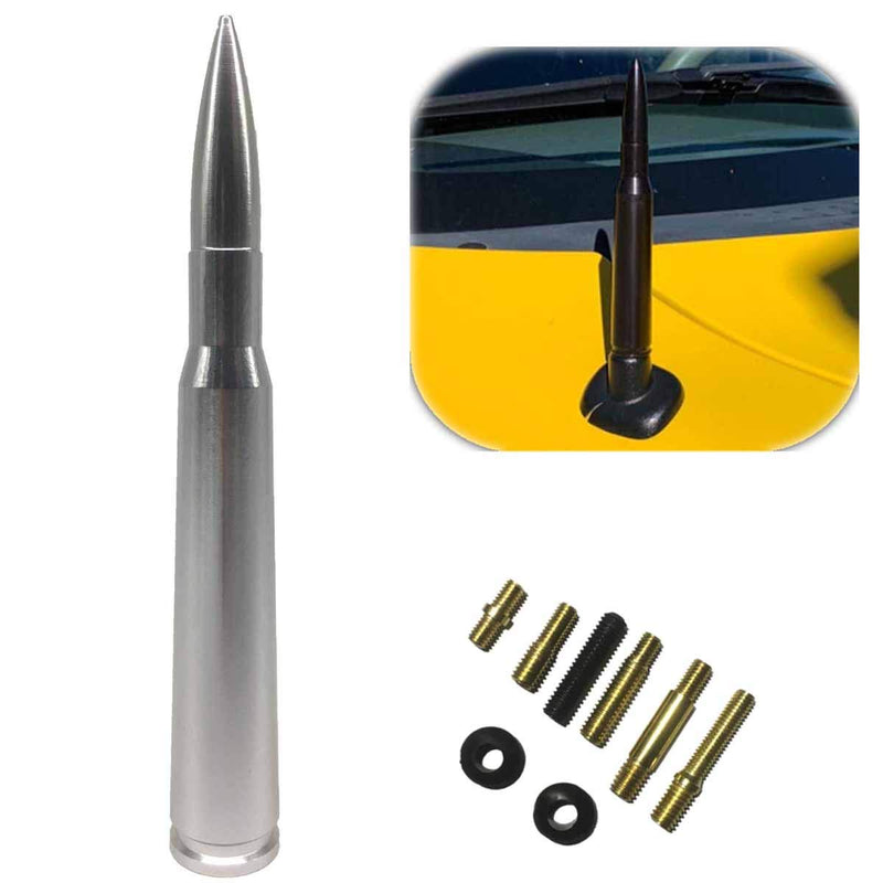 [AUSTRALIA] - ZYTC Bullet Style Stubby Antenna Mast Radio Aerial Silver Replacement Universal | 4.2 inches 