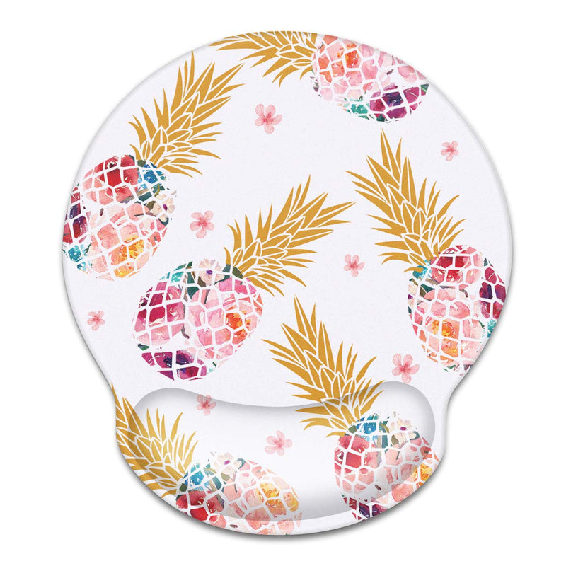Ergonomic Mouse Pad with Wrist Support, WAVEYU Cute Design Mouse Pad for Women Non-Slip Rubber Base Mousepad for Desk Laptop Gaming Working Computers Laptop Easy Typing & Pain Relief, Pink Pineapple