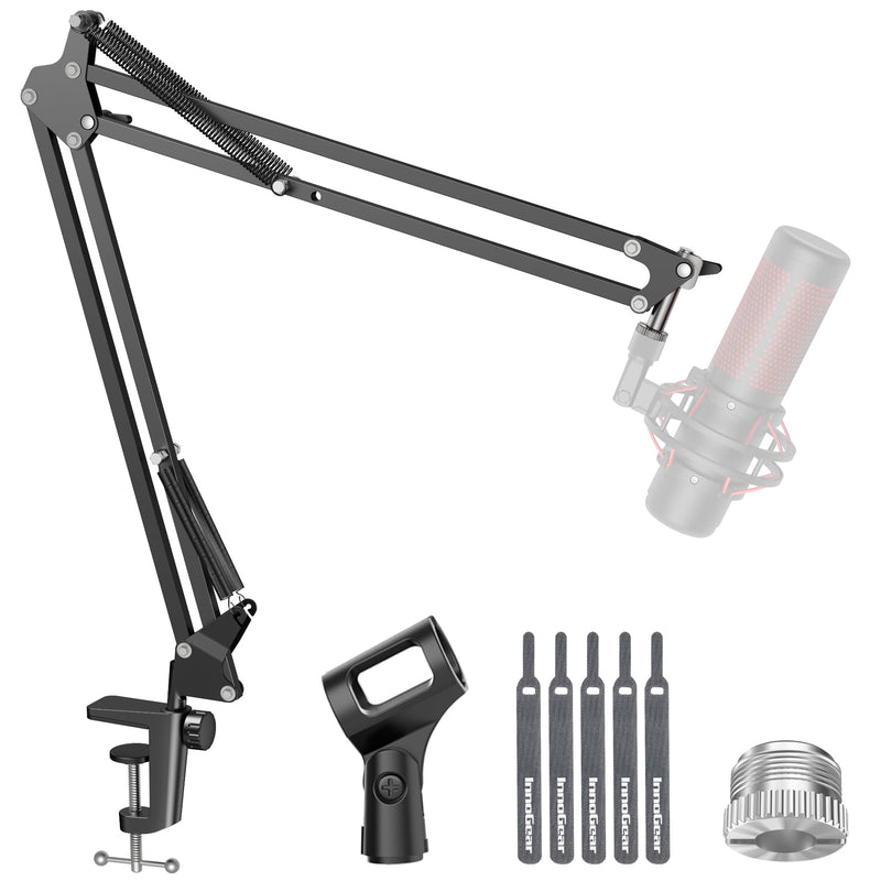InnoGear Boom Arm Microphone Mic Stand for Blue Yeti HyperX QuadCast SoloCast Snowball Fifine Shure SM7B and other Mic, Large Black