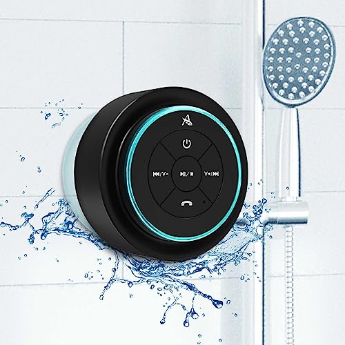 XLEADER, Upgraded, Pro Shower Speaker, Certified IPX7 Waterproof Bluetooth Speaker, with Suction Cup, Silicone Lanyard, 8W Crystal Sound&Rich Bass, 15H Playtime, Ideal Gifts - SoundAngel Mate(2 Gen) A Blue