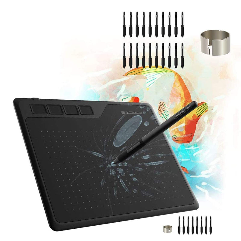 GAOMON S620 Pen Tablet & 20 Pen NIBS- Graphics Drawing Tablet for Digital Drawing/ 2D 3D Animation/Annotating Signing/Online Tutoring