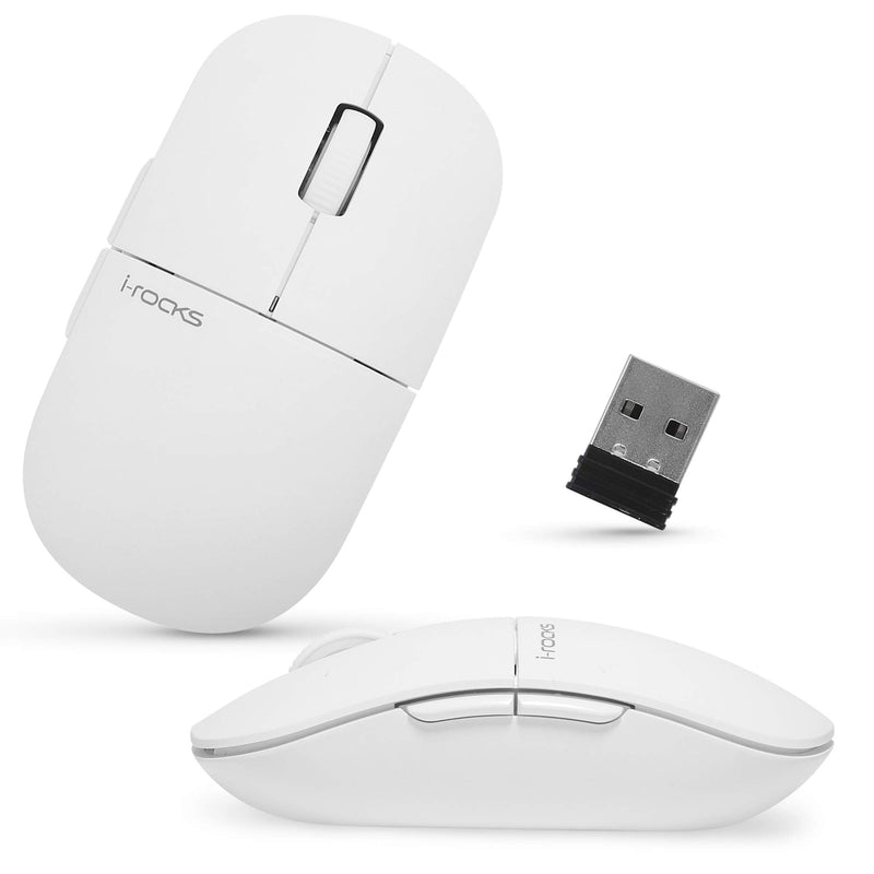 i-Rocks M23R 2.4G Wireless Silent Slim Mouse, Optical Mice with USB Nano Receiver, Adjustable DPI Levels for PC, Notebook, Computer, Laptop, Desktop, Ergonomic Design - White
