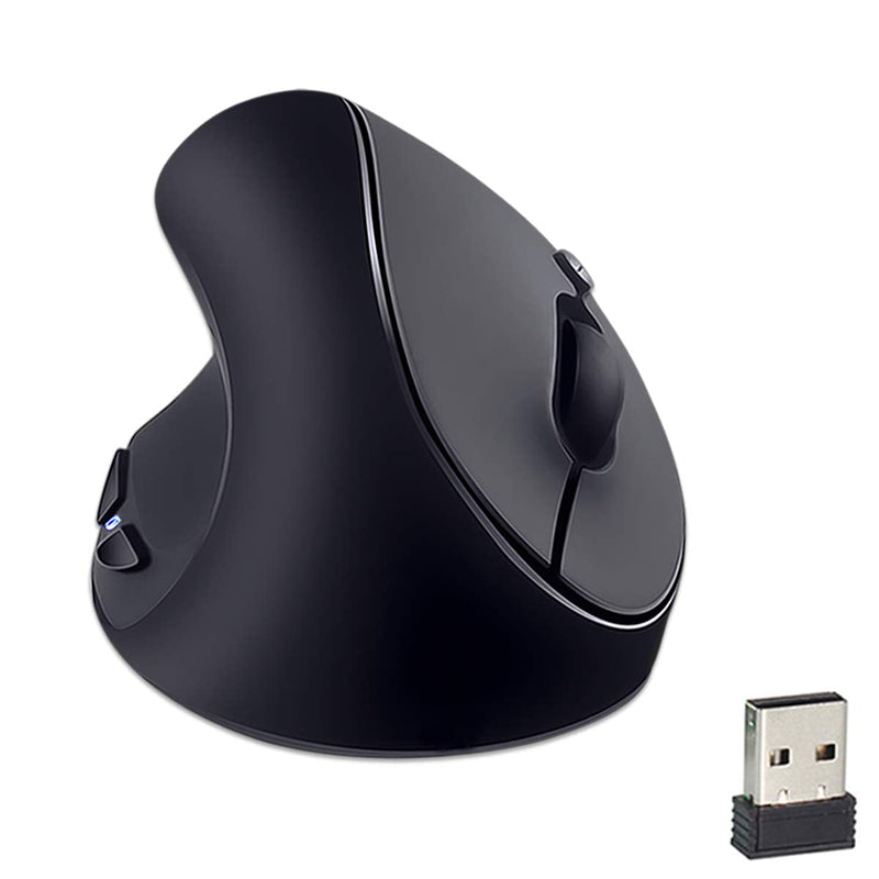 Left-Handed Mouse,2.4GHz Ergonomic Vertical DPI 800/1200/1600 Wireless Mouse with USB Receiver for Small Hand,Black Black