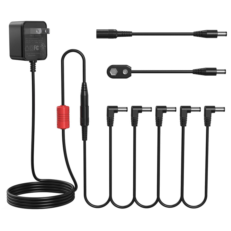[AUSTRALIA] - Donner DPA-100 Guitar Pedal Power Supply Adapter 9V DC 1A Tip Negative 5 Way Daisy Chain Cables for Effect Pedal 
