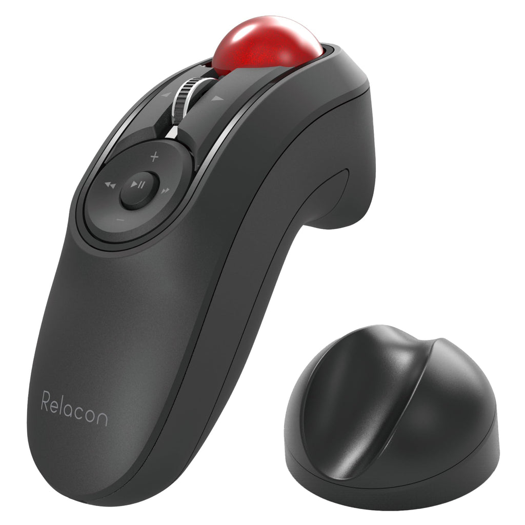 ELECOM Relacon Handheld Trackball Pointer, Ergonomic Thumb Mouse for Right or Left Hand, Bluetooth, 10 Buttons for TV, Presentation, Game, PC & MAC