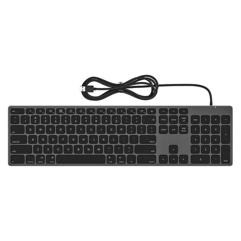 Wired Keyboard for Apple Mac OS Computer/Laptop, Aluminum Alloy Housing,150CM Cable Connection, Plug-N-Play USB Keyboard with Numeric Keypad Available to iMac/Mac Mini or MacBook Pro/Air-Black