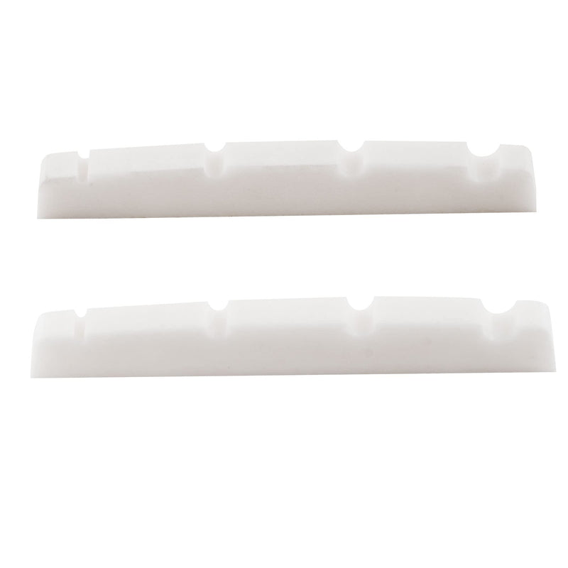 Musiclily Pro Urea Resin Plastic Slotted 42.3mm Precision Bass Nuts Flat Bottom for 4-string P Bass, White (Set of 2)