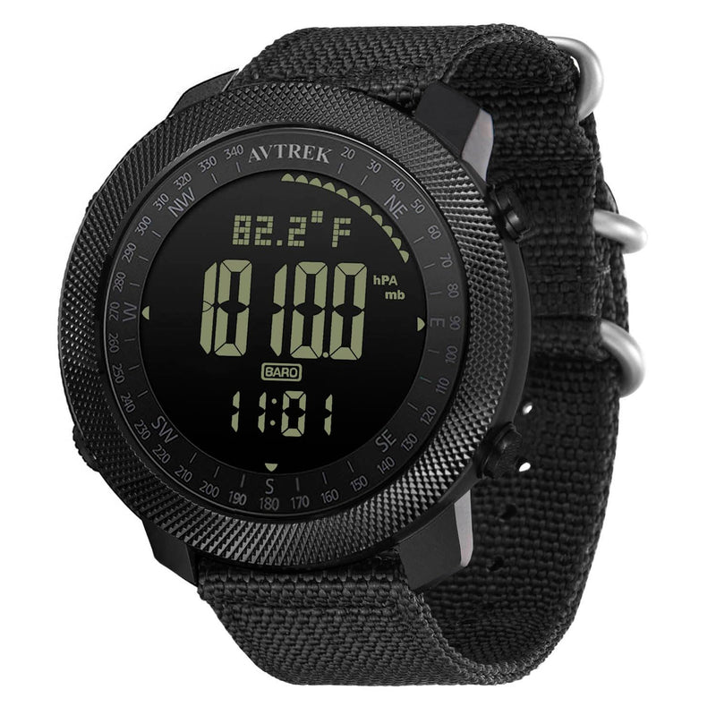 AVTREK Military Army Watch Altimeter Barometer Compass 50m Waterproof-2106 | Men's Digital Wristwatch with Backlight/Pedometer Calorie and Mileage Tracking,Outdoor Fitness Tracker BLACK
