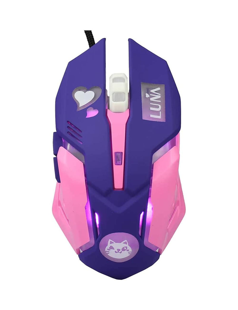 Gaming Mouse,Pink Backlit Optical Game Mice Ergonomic USB Wired with 2400 DPI and 6 Buttons 4 Shooting for Computer/Win/Mac/Linux/Andriod/iOS. (Purple) purple