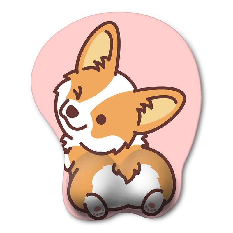 HAOCOO Ergonomic Pink Mouse Pad with Wrist Support ,Non-Slip Backing Corgi Anime Cute Gel Mouse Pad Wrist Rest, Easy-Typing and Pain Relief for Gaming Office Computer Laptop(Pink Cute Corgi) Pink Dog