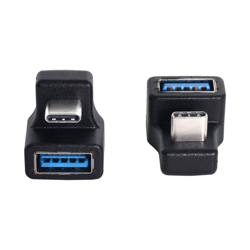Cablecc 180 Degree Up & Down Angled Type-C USB-C OTG to USB 3.0 Female Extension Adapter for Cell Phone & Tablet