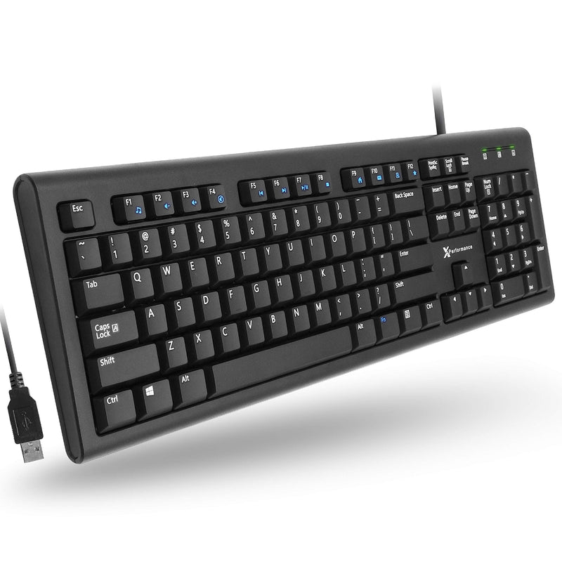 X9 Performance Wired Keyboard - USB Computer Keyboard Wired, Coated with Silver Zinc Zeolite - USB Keyboard for Laptop with 5FT Cable - Wired Computer Keyboard for PC | Chromebook - Perfect for Office