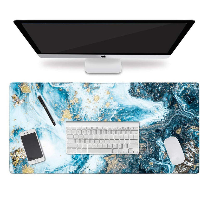HAOCOO Extended Mouse Pad Large Gaming Mouse Pad 35.4" ×15.7" Desk Pad Keyboard Pad XXL Desk Mat Big Laptop Protector Computer Accessories Mouse Mat for Work Gaming Office Laptop,Blue Mixed Marble 35.4" × 15.7" Blue Mixed Marble
