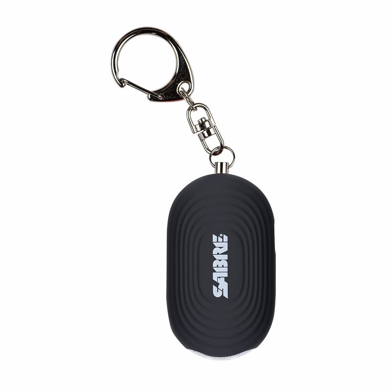 SABRE 2-in-1 Personal Alarm with LED Light, 130dB Personal Safety Siren, Snap Hook for Instant Access, 1,250 Foot (381 Meters) Range, Compact Design for Easy Attachment to Purse, Bag, or Keys Black