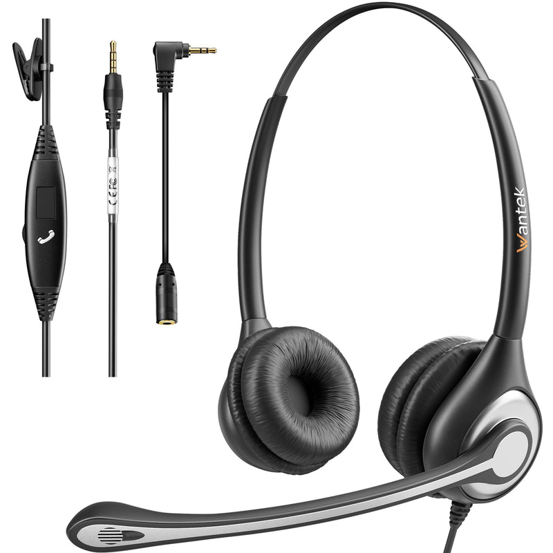 [AUSTRALIA] - Wantek Phone Headset Wired Computer Headset with Microphone – Noise Cancelling 3.5mm/2.5mm Headphones for PC, Laptop, Mac, iPhone, Samsung – Compatible with Zoom, Teams, Call Center, Home Office 602 