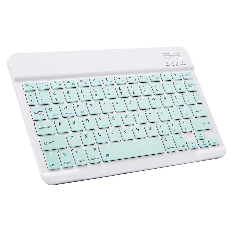 Ultra-Slim Bluetooth Keyboard Portable Mini Wireless Keyboard Rechargeable for Apple iPad iPhone Samsung Tablet Phone Smartphone iOS Android Windows (10 inch Light Green) 10 inch Light Green