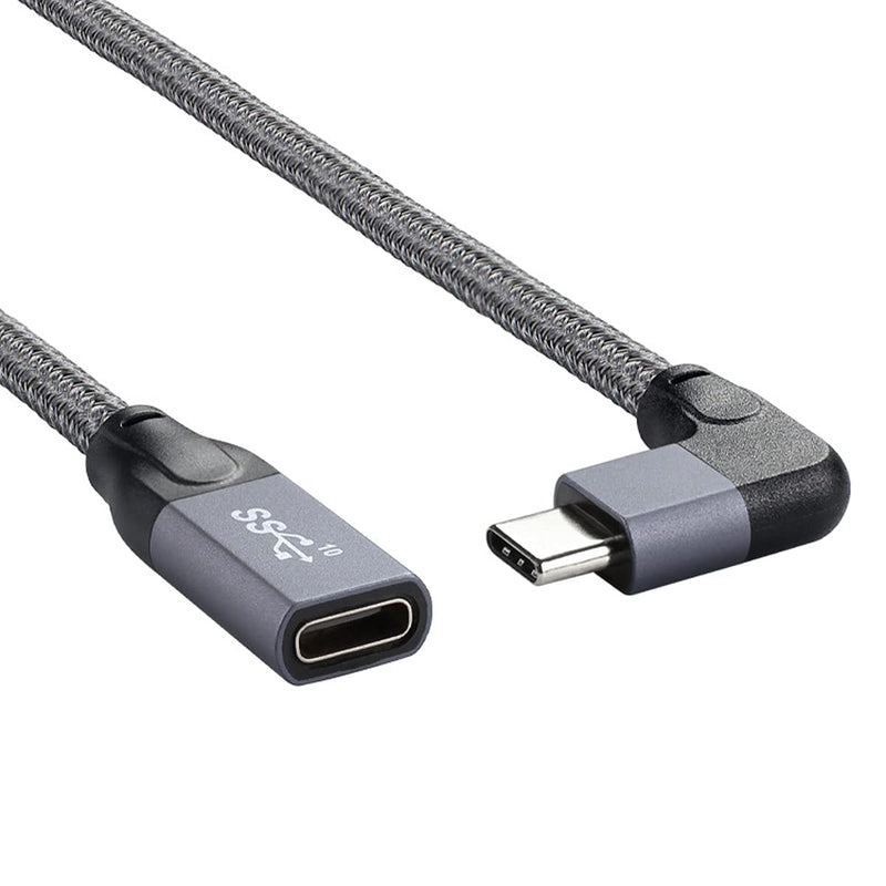 Chenyang USB C Cable,USB Type C Male to Female Extension Cable 90 Degree Angled with Sleeve for Phone Tablets Hard Drives Laptop Right Angled